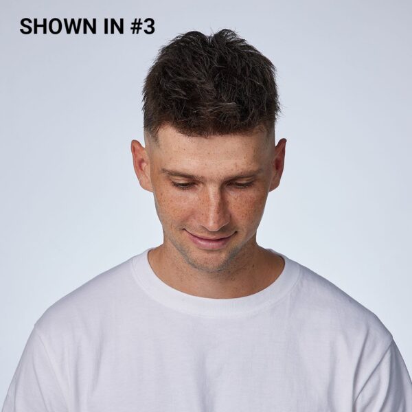 A man with short hair is wearing white shirt